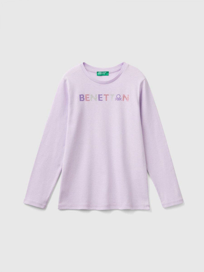 Benetton majica za devojčice gliter štampa 100% biopamuk 