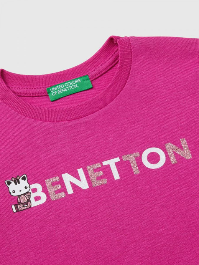 Benetton majica za devojčice sa gliter štampom 100% biopamuk 