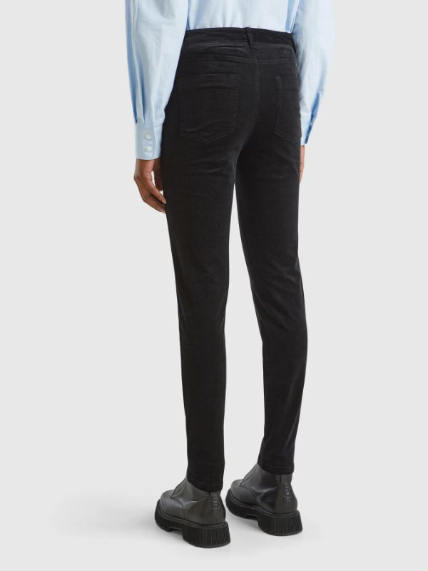 Benetton ženske somot pantalone slim fit 