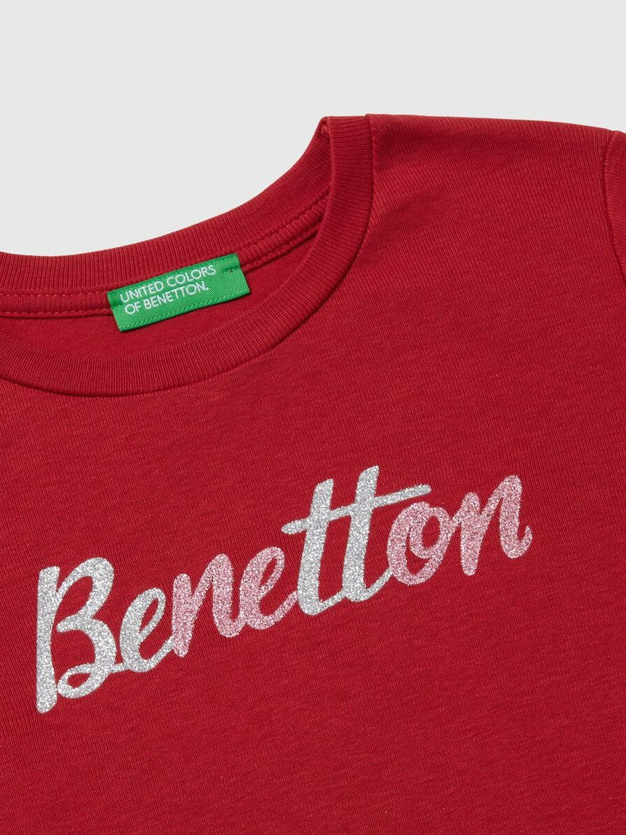 Benetton majica za devojčice sa gliter štampom 100% biopamuk 