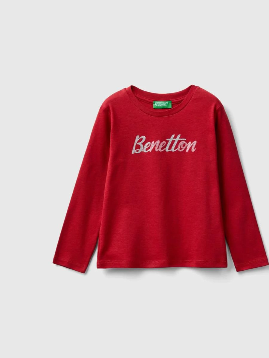 Benetton majica za devojčice sa gliter štampom 100% biopamuk 